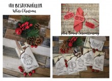Stickserie ITH - Bestecktaschen Einsteckhüllen White Christmas mit Serviettenring